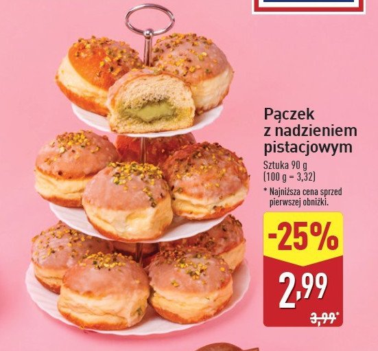 Pączek z nadzieniem pistacjowym promocja w Aldi