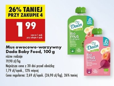 Mus banan brzoskwinia burak Dada promocja