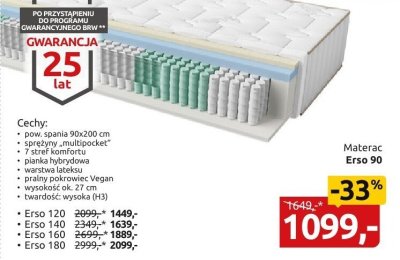 Materac Erso 90 promocja w Black Red White