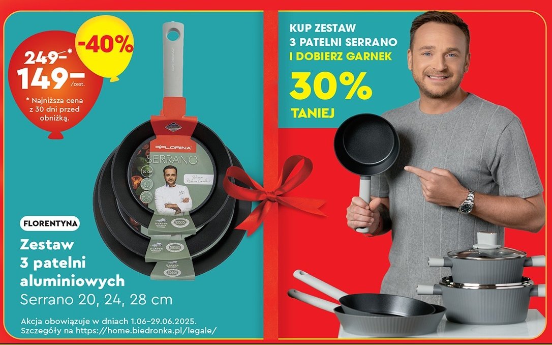 Zestaw patelni serrano Florentyna promocja w Biedronka