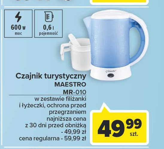 Czajnik turystyczny + 2 kubki MAESTRO promocja