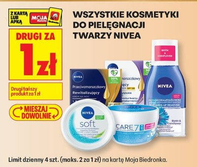 Wszystkie kosmetyki do pielęgnacji twarzy Nivea promocja w Biedronka