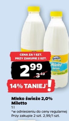 Mleko świeże 2,0%  promocja w Netto