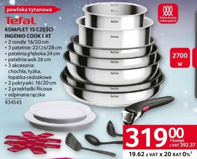 Garnek Tefal Komplet 15 części Ingenio Cook Eat promocja w Selgros
