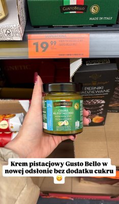 Krem pistacjowy Gusto Bello bez dodatku cukru promocja w Biedronka