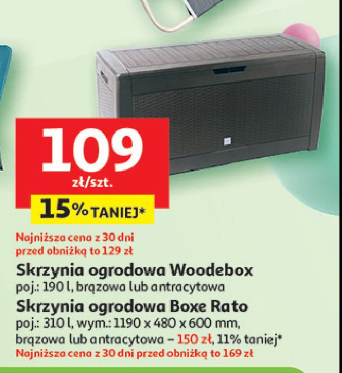 Skrzynia ogrodowa woodebox 190 l antracyt Prosperplast promocja w Auchan