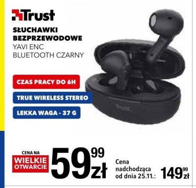 Słuchawki bezprzewodowe Trust YAVI ENC BLUETOOTH CZARNY promocja w RTV EURO AGD
