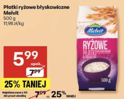 Płatki ryżowe błyskawiczne Melvit promocja w Delikatesy Centrum