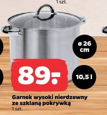 Garnek wysoki nierdzewny ze szklaną pokrywką ø 26 cm 10,5l promocja w Netto