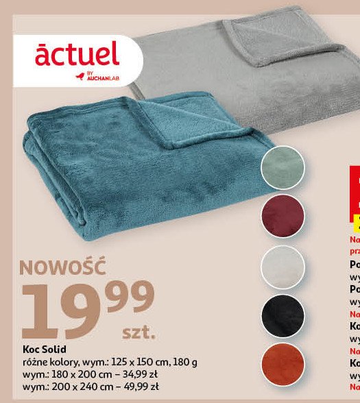 Koc solid 180 x 200 cm Actuel promocja