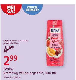 Żel pod prysznic kremowy yoghurt & fruit Isana promocja w Rossmann