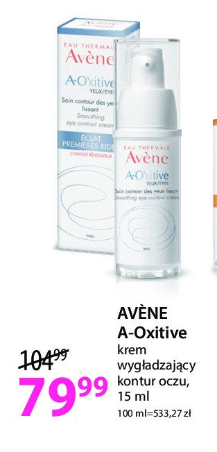 Krem wygładzający kontur oczu Avene a-oxitive promocja