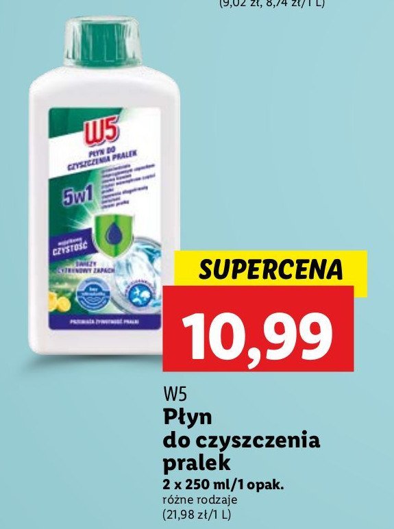 Płyn czyszczący do pralek W5 promocja