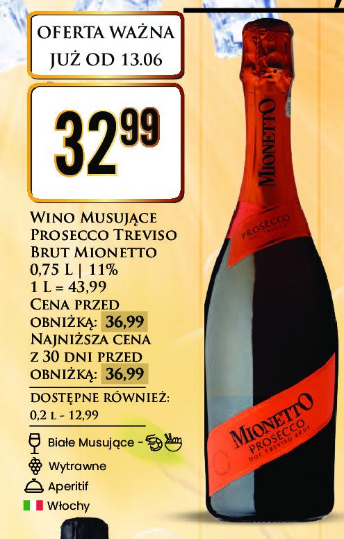 Wino białe wytrawne Mionetto prosecco doc treviso promocja w Dino
