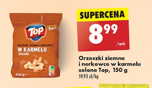 Orzeszki ziemne i nerkowce w karmelu solone Top akardo Top (biedronka) promocja