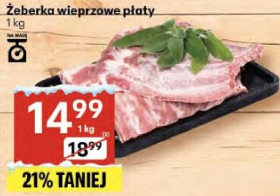 Żeberka wieprzowe płaty 1kg promocja w Delikatesy Centrum