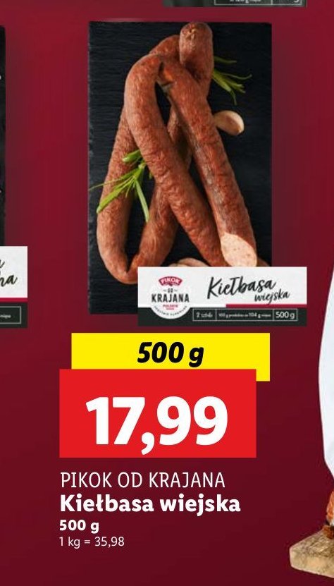 Kiełbasa wiejska Pikok od krajana promocja