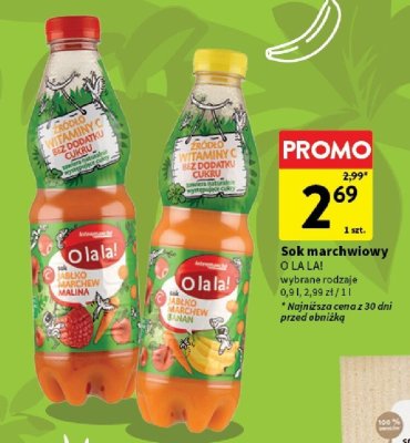 Sok marchwiowy O LA LA! wybrane rodzaje promocja w Intermarche