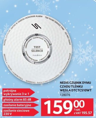 Nedis Czujnik Dymu z Multi Funkcji Węgla DTCTCS10WT promocja w Selgros