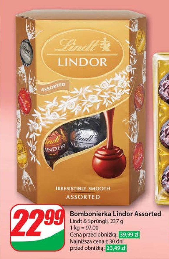 Bombonierka assorted Lindt lindor promocja w Dino