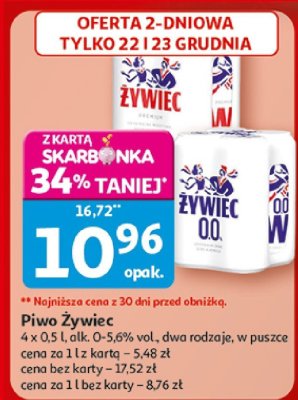 Piwo Żywiec 4x0.5l różne rodzaje promocja w Auchan