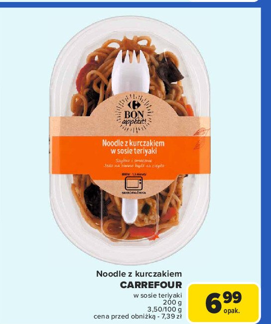 Noodle z kurczakiem w sosie teriyaki Carrefour bon appetit! promocja w Carrefour Market