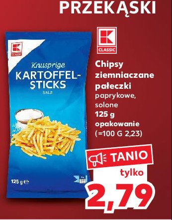Chipsy sticks papryka K-classic promocja