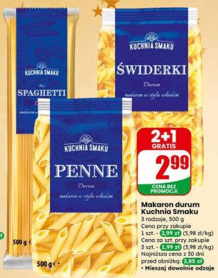 Makaron durum Kuchnia Smaku penne promocja w Dino