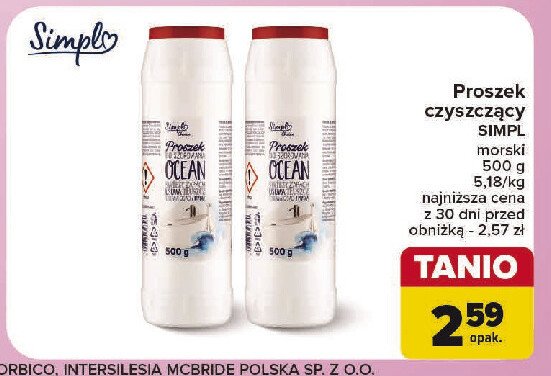 Proszek do szorowania ocean Simpl promocja w Carrefour