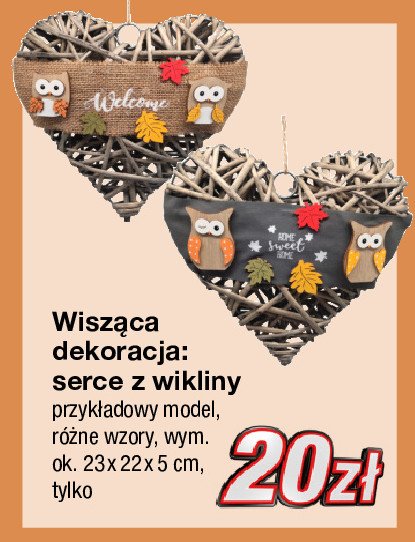 Serce z wikliny 23 x 22 x 5 cm promocja