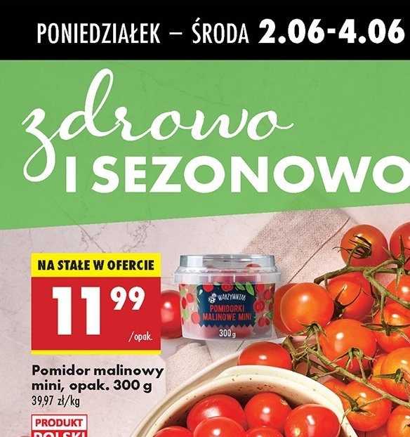 Pomidory malinowe mini promocja w Biedronka