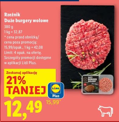 Duże burgery wołowe  promocja w Lidl