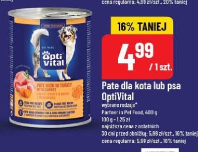 Pate dla kota lub psa OptiVital promocja w POLOmarket