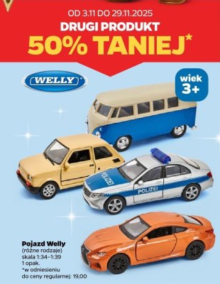 Pojazd Welly różne rodzaje DRUGI -50% promocja w Netto