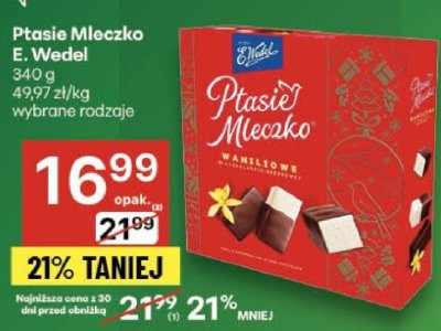 Czekolada Ptasie Mleczko E.Wedel waniliowe promocja w Delikatesy Centrum