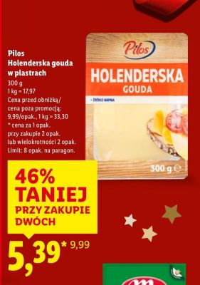 Ser Pilos Holenderska gouda w plastrach promocja w Lidl
