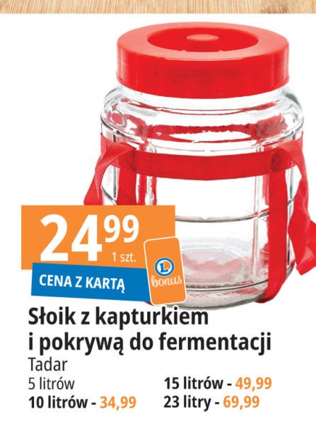 S艂oik do fermentacji z kapturkiem poj. 23 l Tadar promocja