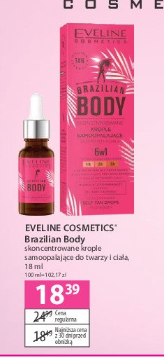 Skoncentrowane krople samoopalające do twarzy i ciała Eveline brazilian body promocja