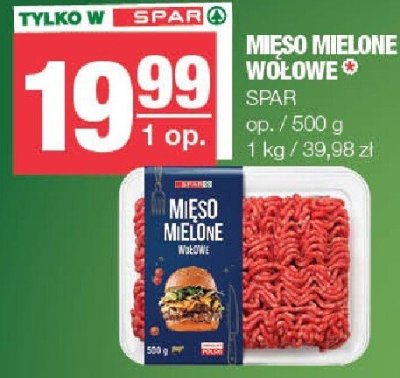Mięso mielone wołowe Spar promocja w SPAR