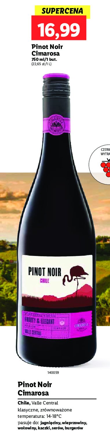 Wino Cimarosa pinot noir chile promocja