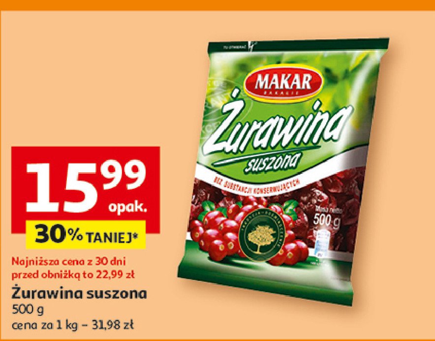 Żurawina suszona Makar promocja w Auchan