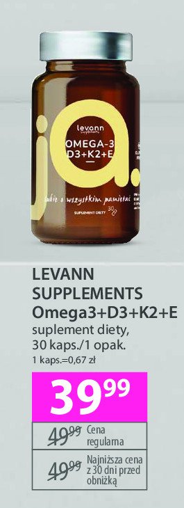 Kapsułki omega-3 + d3 + k2 + e LEVANN promocja