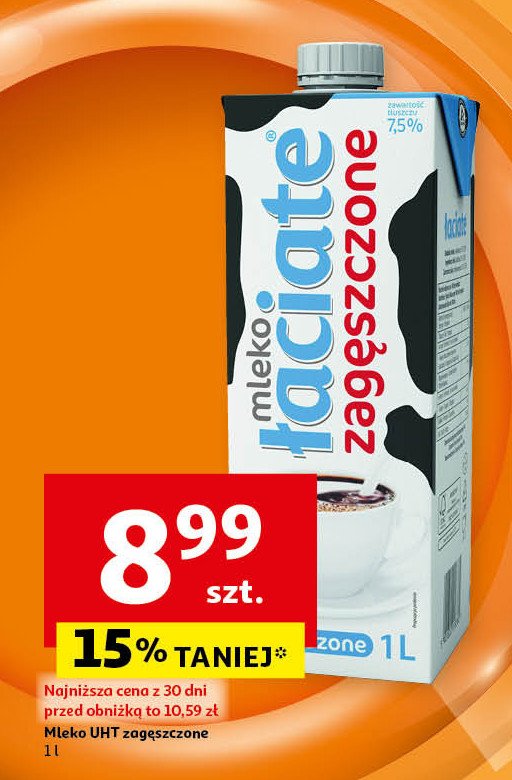 Mleko zagęszczone uht 7.5% Łaciate promocja w Auchan