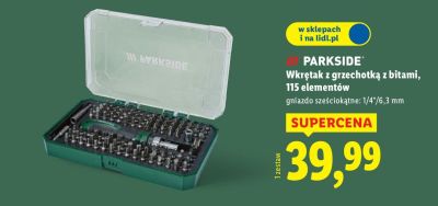 Wkrętak z grzechotką z bitami 115 elementów promocja w Lidl