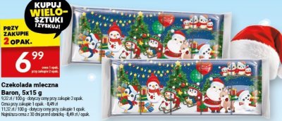 Czekolada mleczna Baron, 5x15 g promocja w Twój Market
