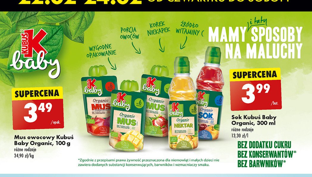 Sok+woda organic jabłko-wiśnia Kubuś baby promocja