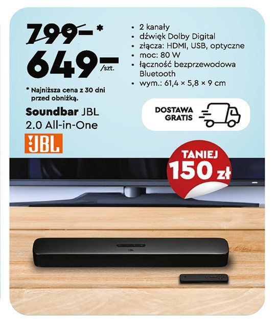 Soundbar 2.0 all-in-one Jbl promocja