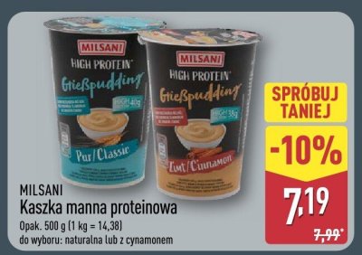 Kaszka manna proteinowa z cynamonem promocja w Aldi