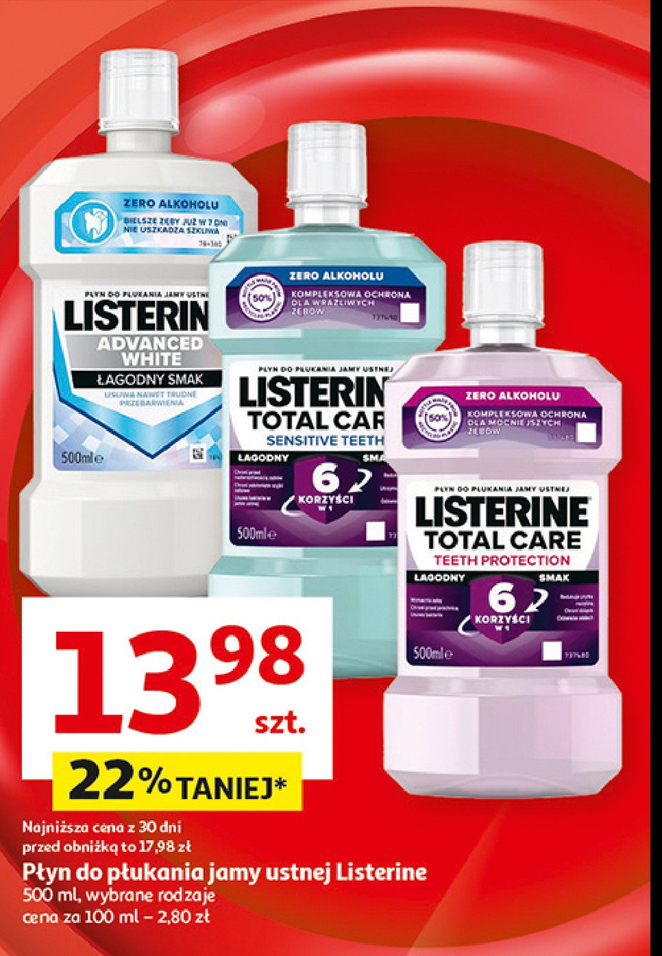 P艂yn do p艂ukania ust sensitive clean mint Listerine total care promocja