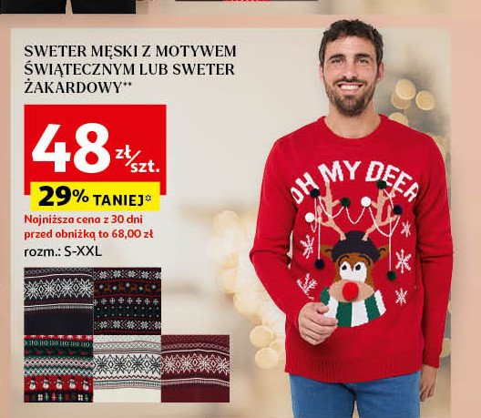 Sweter męski żakardowy s-xxl Auchan inextenso promocja